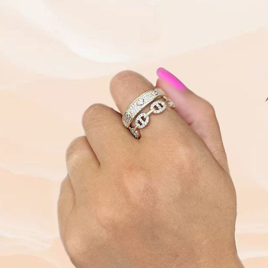 Anel ouro 18K duplo inspiração gucci e van cleff (2)