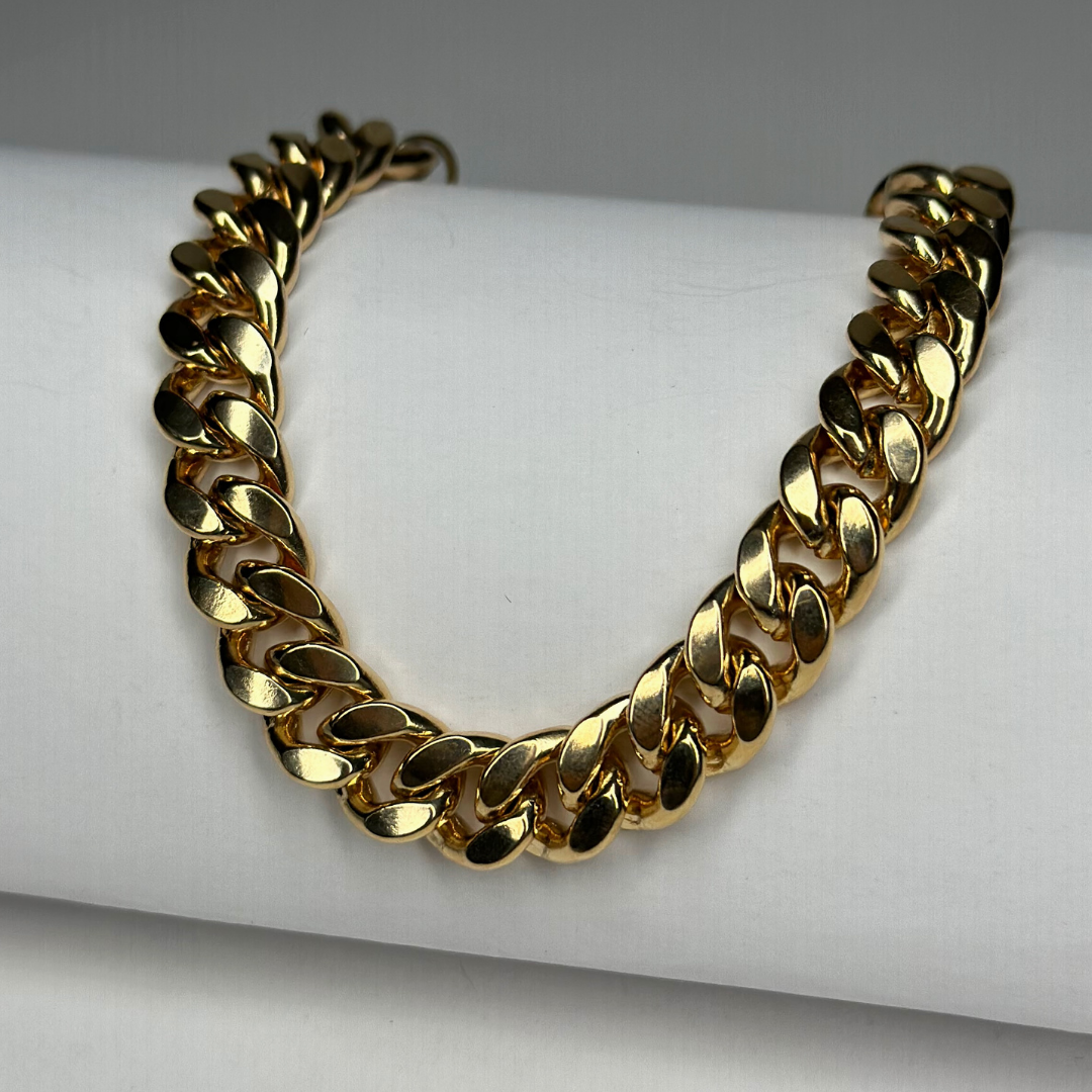 Tornozeleira ouro 18K em elos grosso