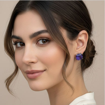 Brinco quadrado Roxo