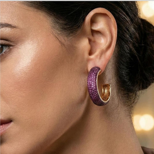 Brinco Argola Cravejada Pink