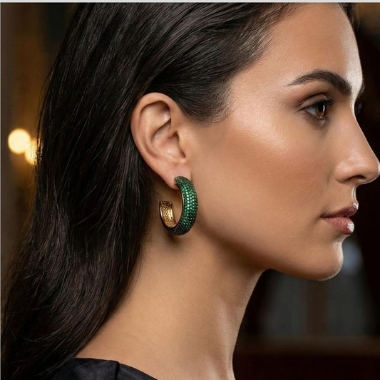 Brinco Argola Cravejada Verde