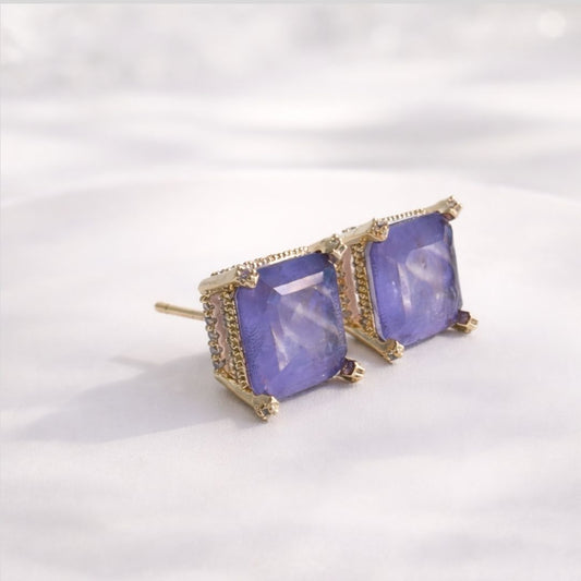 Brinco quadrado roxo Lilas