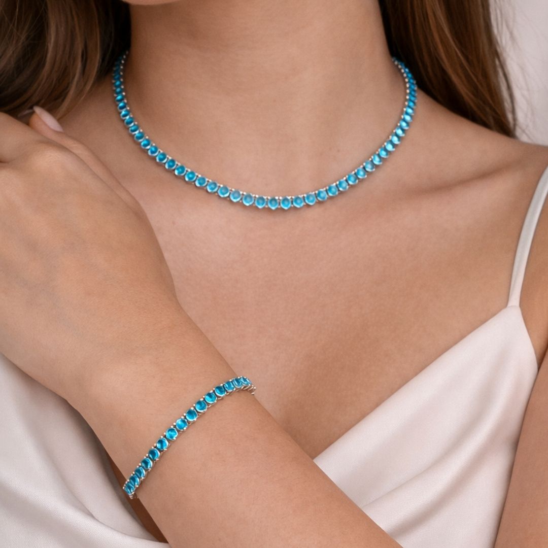 COMPRE JUNTO - Colar e Pulseira Banho Ródio Branco