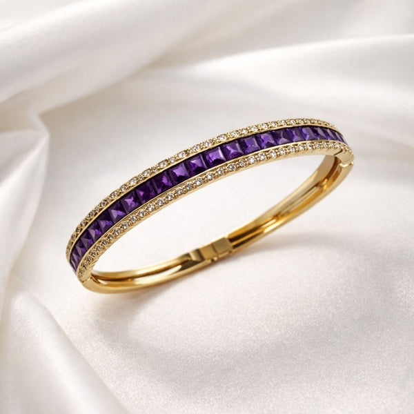 Bracelete pedras Roxas cravejado