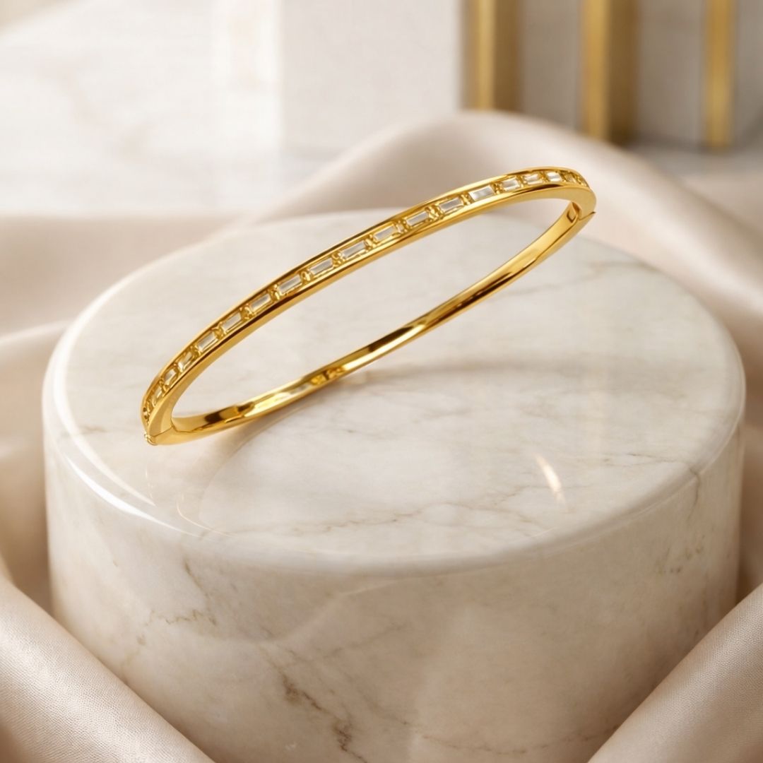 Bracelete Fileira Amarela Baguetada