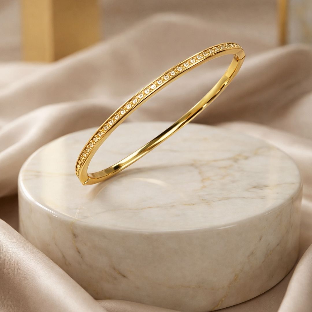 Bracelete Fileira Amarela Cravejado