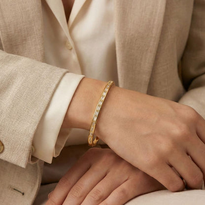 Bracelete Fileira Amarela Baguetada