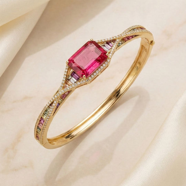 Bracelete Pedra Pink Cravejado em volta