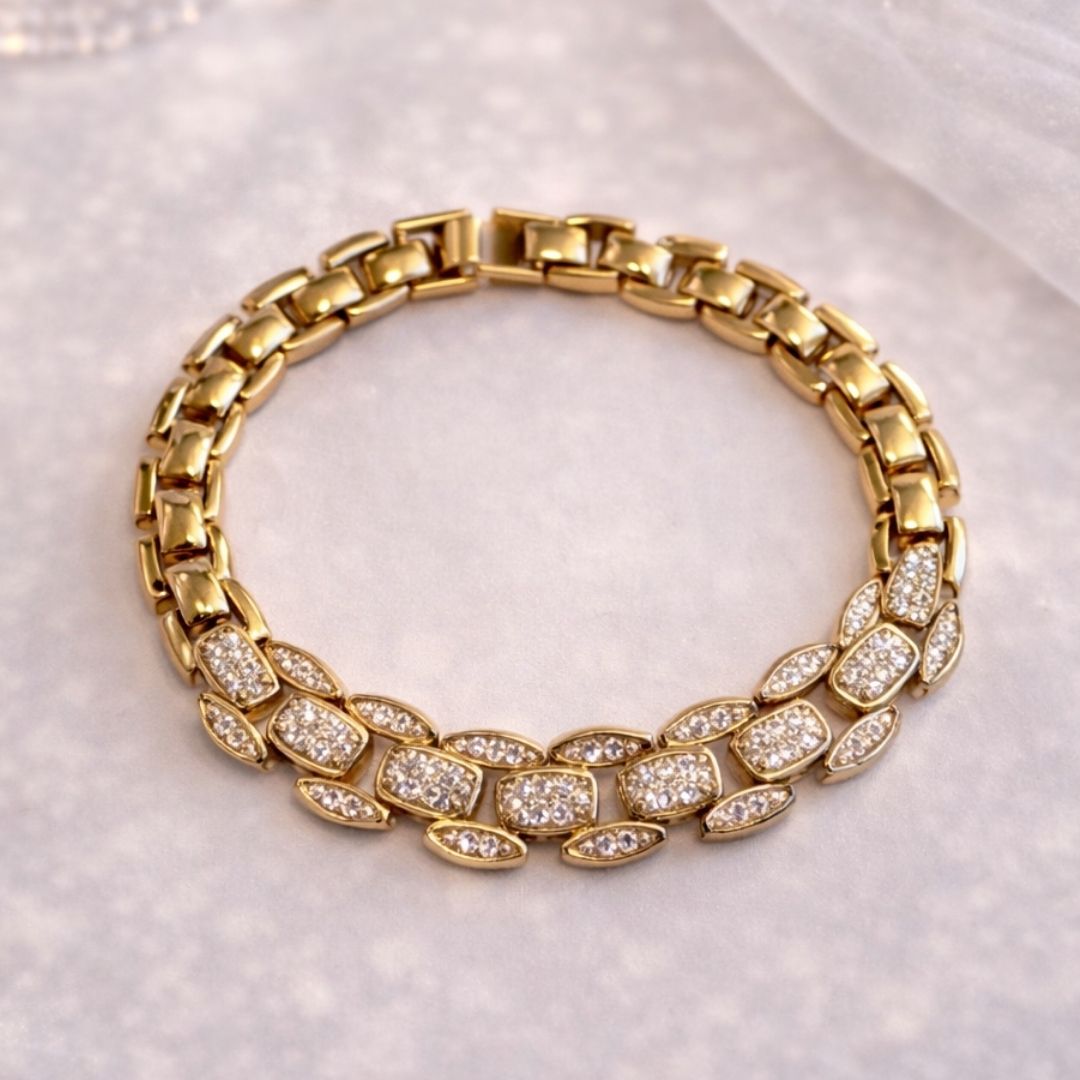 Pulseira Relógio Elos Cravejados