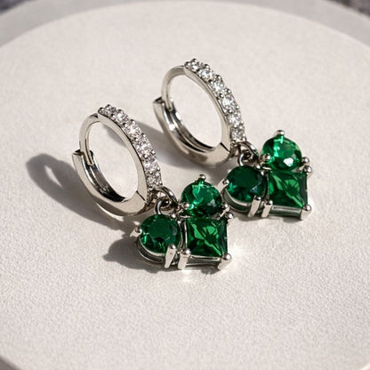 Brinco Argola Coração Verde Delicado