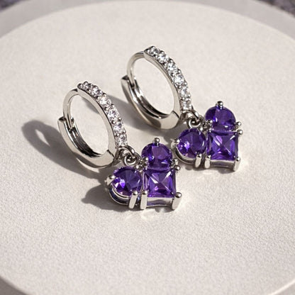 Brinco Argola Coração Lilás Delicado