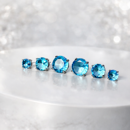 Trio Ponto de luz azul Tifany Ródio Branco