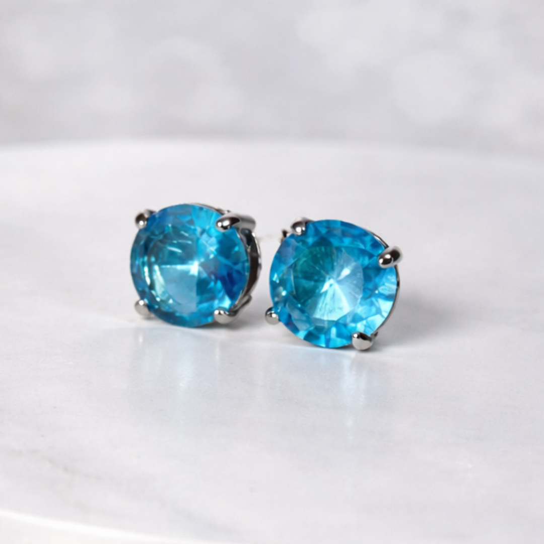 Trio Ponto de luz azul Tifany Ródio Branco