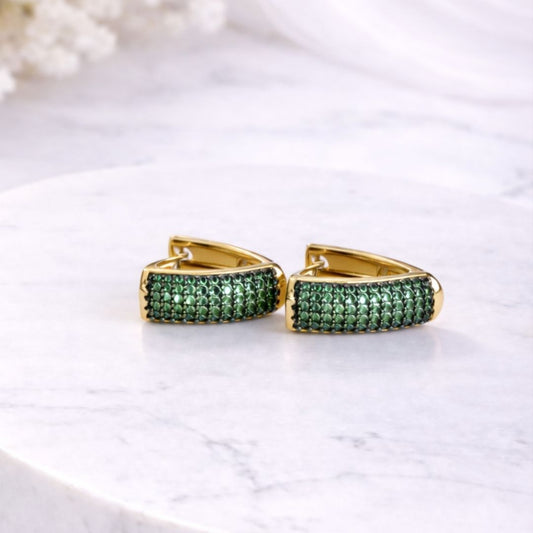 Trio Argola V Cravejada Verde Clique