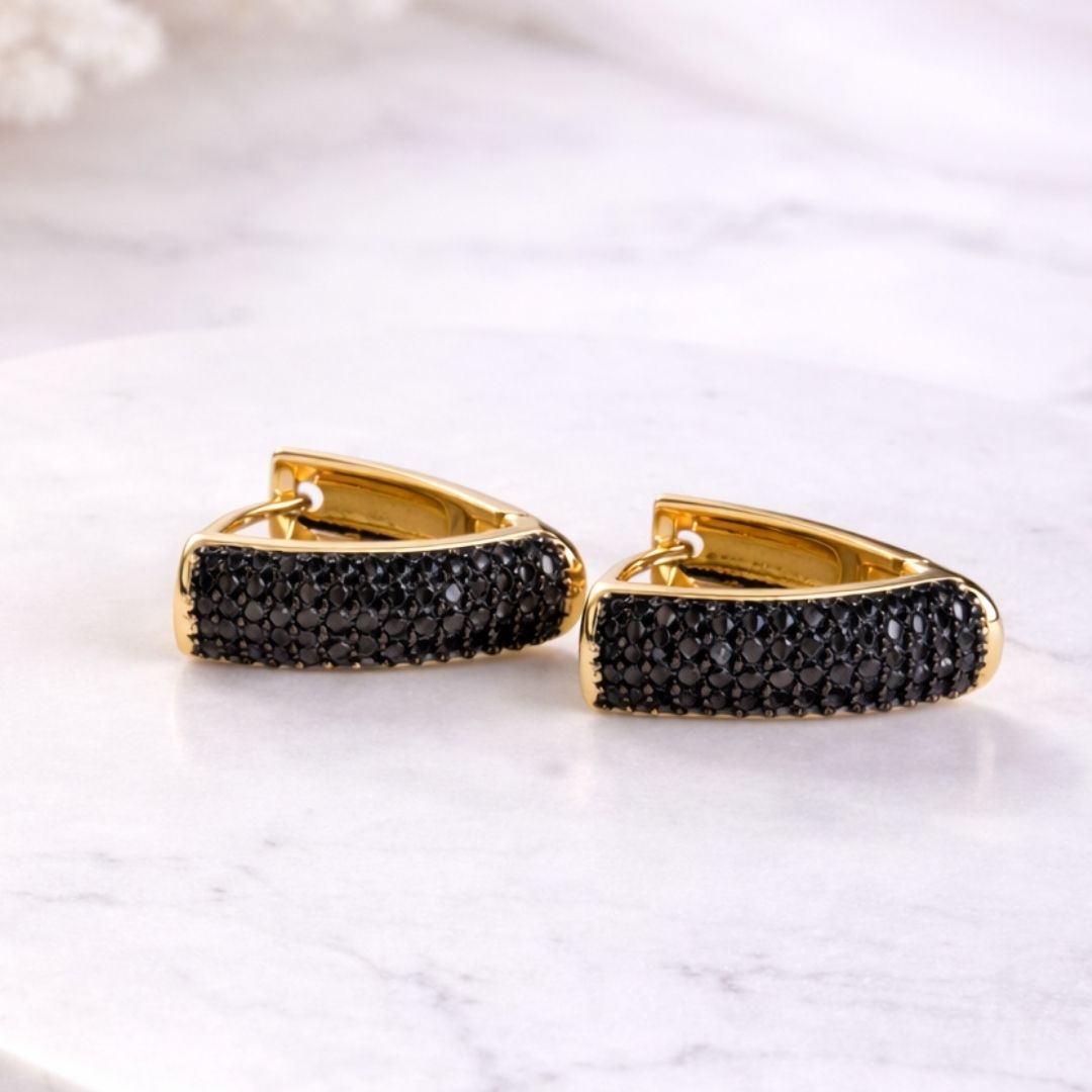 Trio Argola V Cravejada Preto Clique