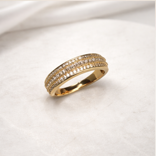 Anel 3 fileiras cravejadas