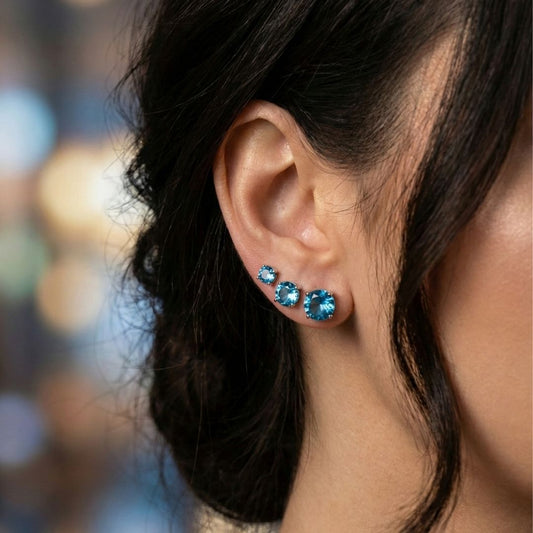 Trio Ponto de luz azul Tifany Ródio Branco