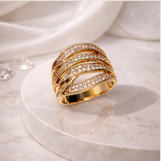 Anel hastes cravejadas largo