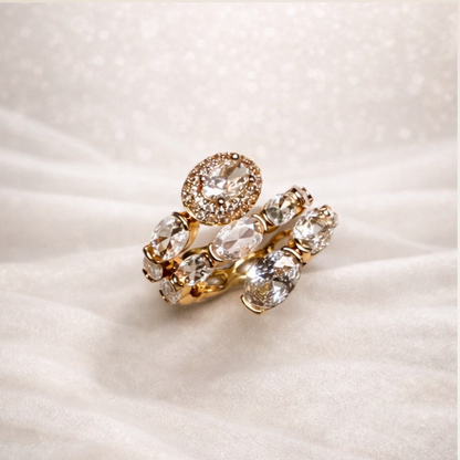 Anel Pedras Cristais Aro 10 Dedinho