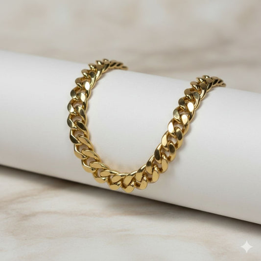 Tornozeleira ouro 18K em elos grosso