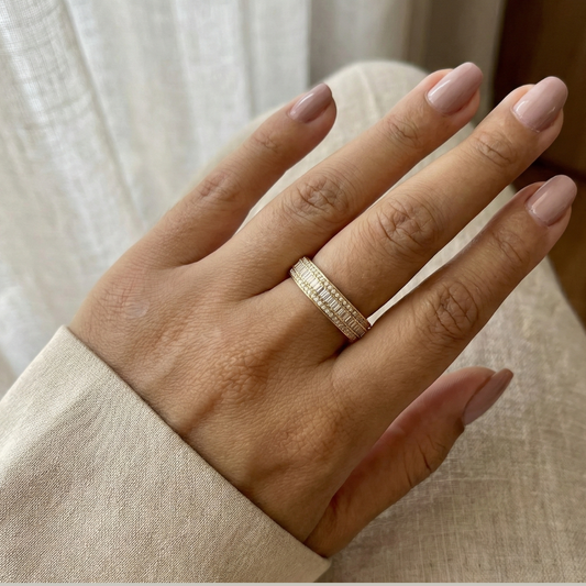 Anel 3 fileiras cravejadas