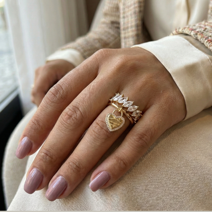 Anel Navetes Cristal Meia Aliança