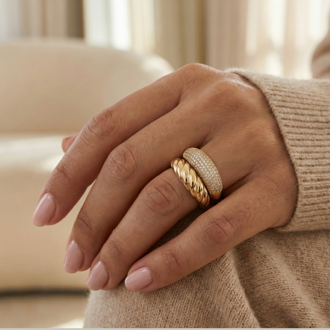 Anel Largo Cravejado