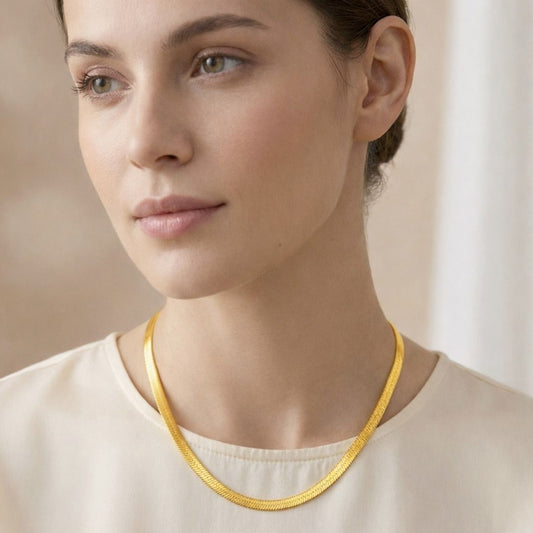 Colar Banhado Ouro 18K malha flat M