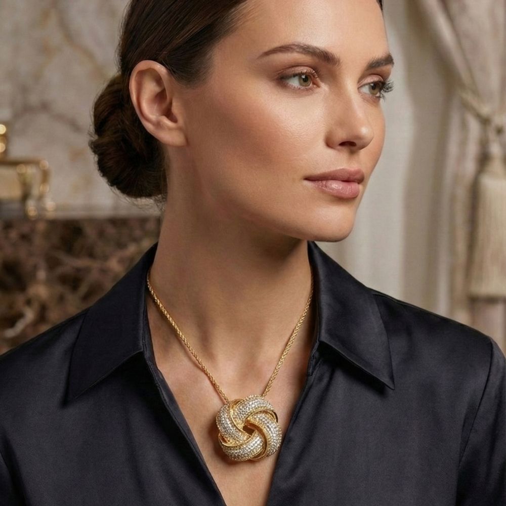 Pingente grande nó cravejado