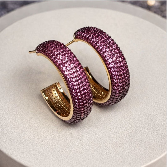 Brinco Argola Cravejada Pink