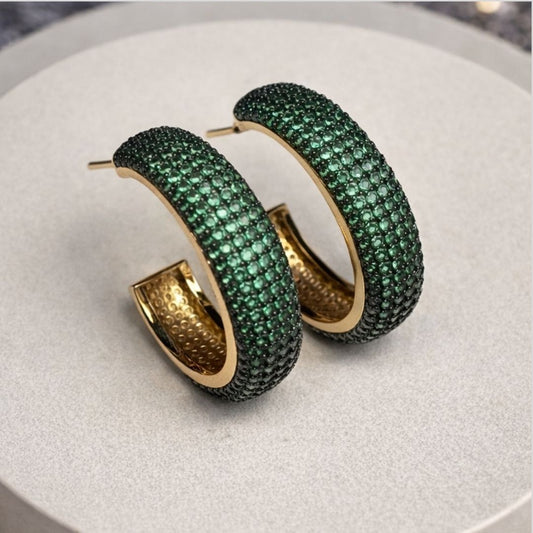 Brinco Argola Cravejada Verde
