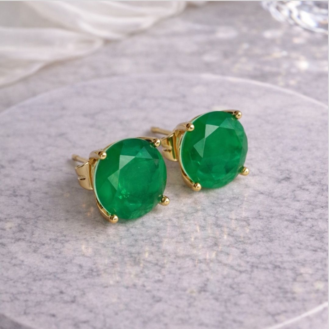 Brinco Verde Redondo 10mm