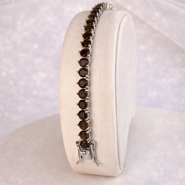 Pulseira Rivieira Café 18cm Ródio Branco