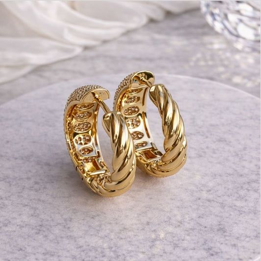 Brinco Duplo Cravejado Largo