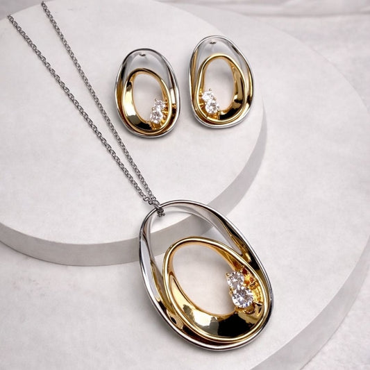 Conjunto brinco e Colar Orgânico Ro. e Ou.