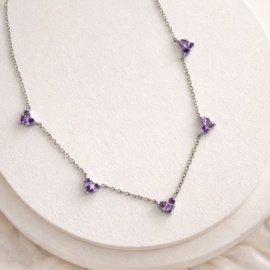 Colar Corações Lilás Delicados