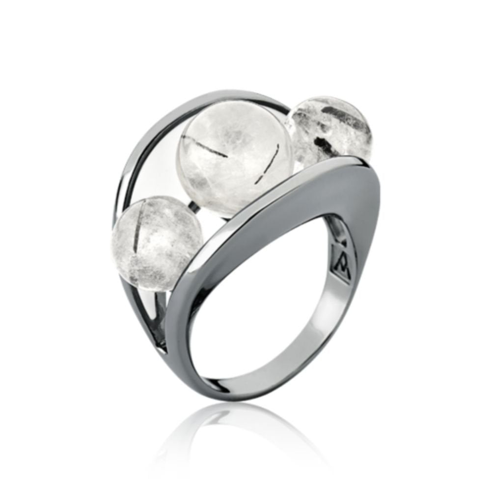 ANEL SUBLIME - ESMALTADO BRANCO E QUARTZO GRAFITADO