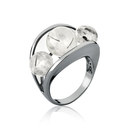 ANEL SUBLIME - ESMALTADO BRANCO E QUARTZO GRAFITADO