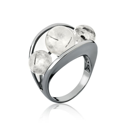 ANEL SUBLIME - ESMALTADO BRANCO E QUARTZO GRAFITADO