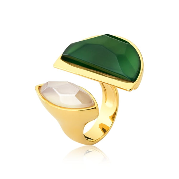 ANEL ESCUDO, 16 ÁGATA BRANCA E ÁGATA VERDE
