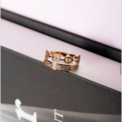Anel ouro 18K duplo inspiração gucci e van cleff (2)