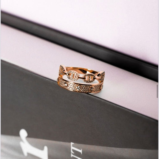 Anel ouro 18K duplo inspiração gucci e van cleff (2)