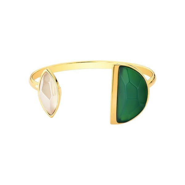 BRACELETE ESCUDO, ÁGATA BRANCA E ÁGATA VERDE