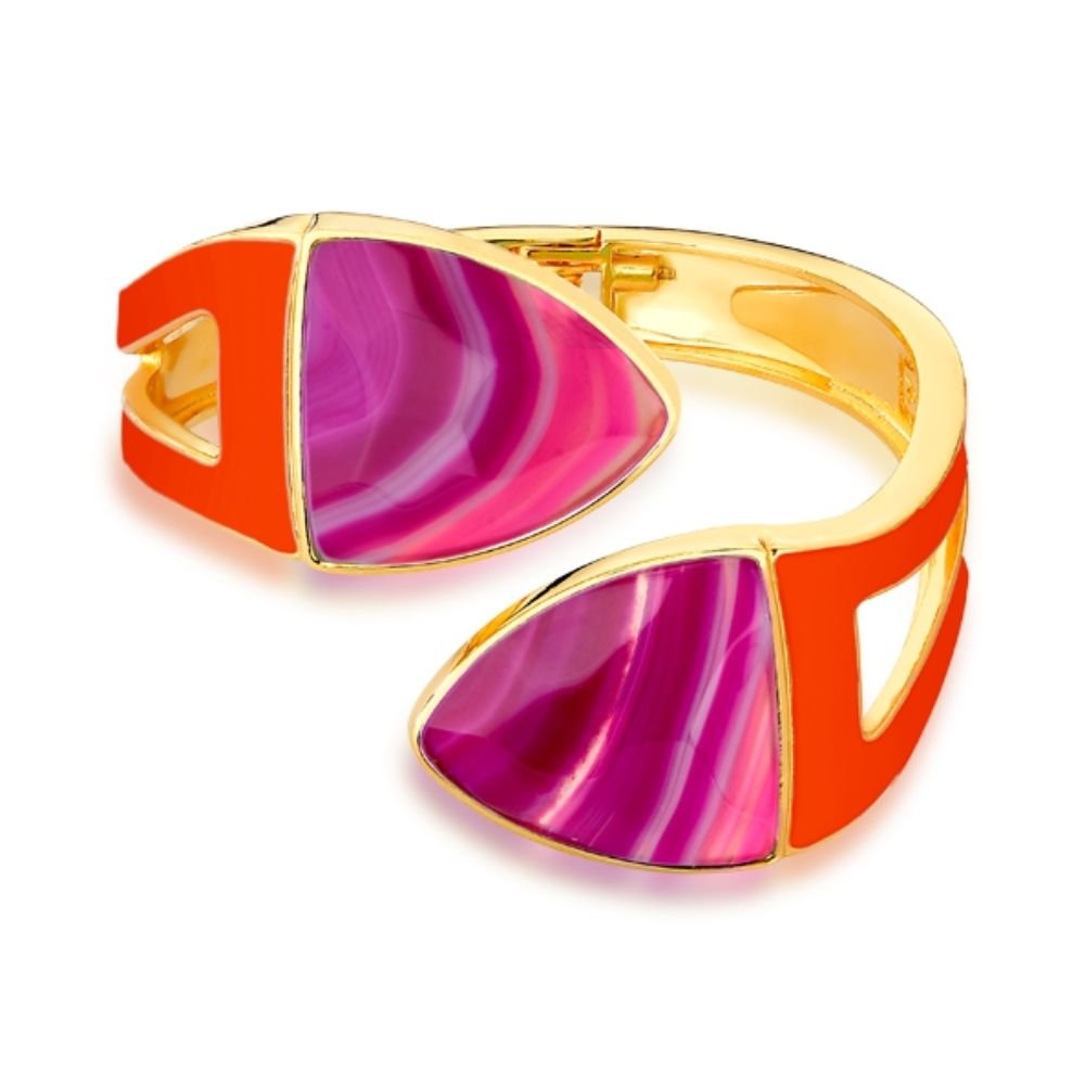 BRACELETE NANDI, AGATA ROSA PINK LISTRADA