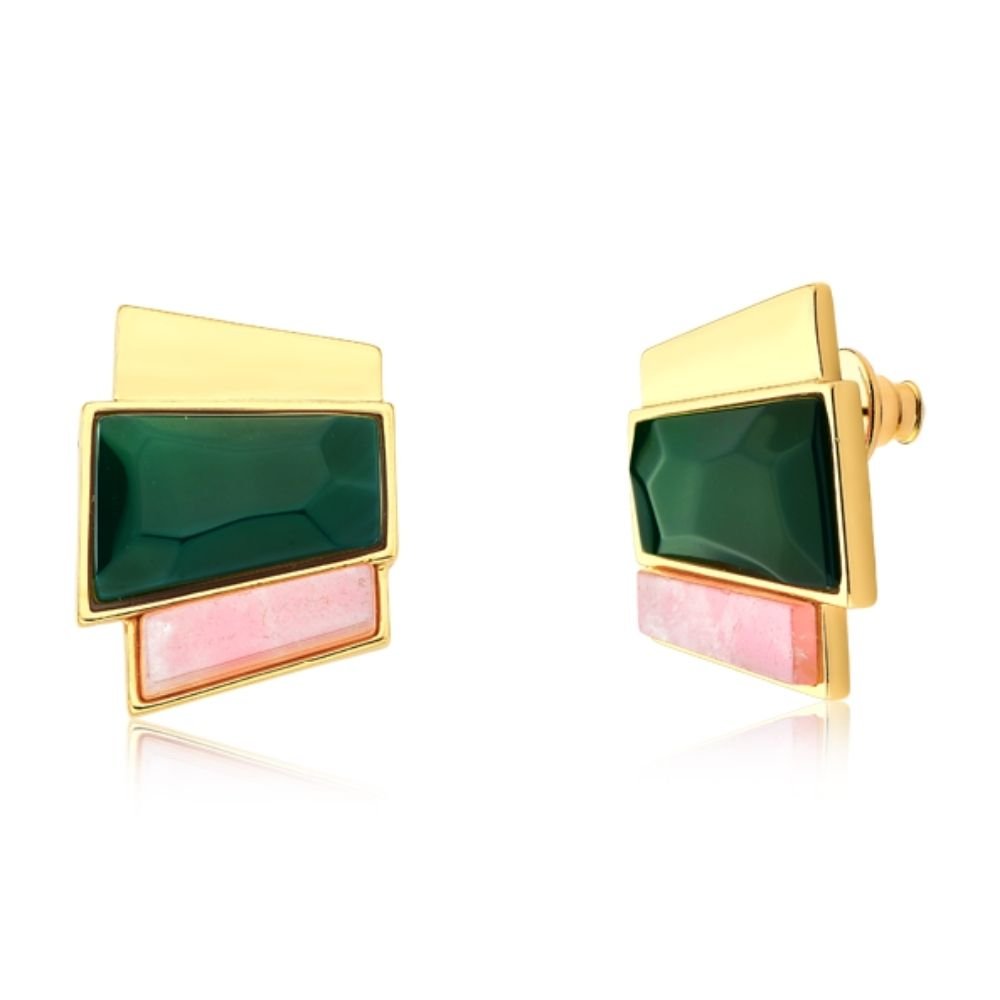 BRINCO CASCATA, ÁGATA VERDE E QUARTZO ROSA