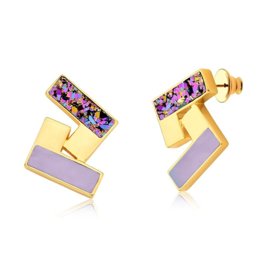 BRINCO ENIGMA DUO DRUZA MULTICOLORIDA + AMETISTA PEROLIZADA