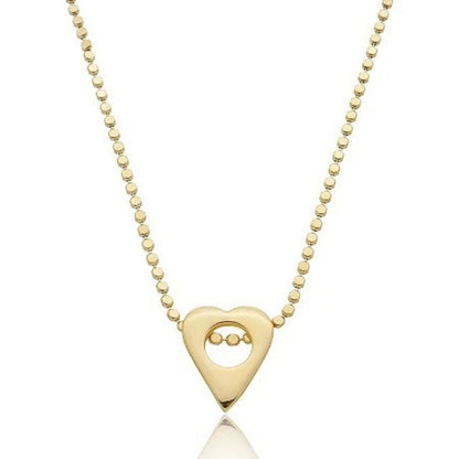 Colar ouro 18K de chapinha e pingente de coração lisa e vazada