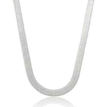 Colar rodio branco malha flat