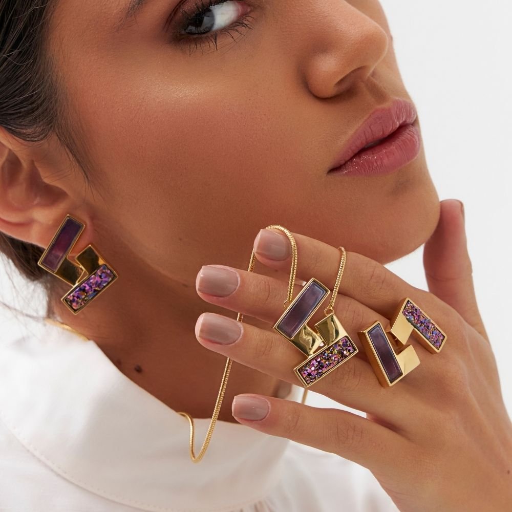 DUO DRUZA MULTICOLORIDA + AMETISTA PEROLIZADA