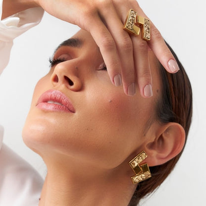 ANEL SIMETRIA DUO DRUZA OURO